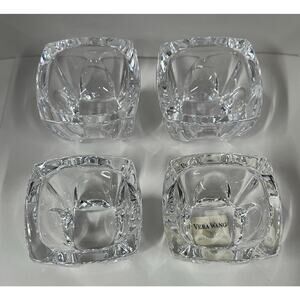 Wedgewood Crystal Candle Votives by Vera Wang ~Carbochon Germany Signed Set of 4